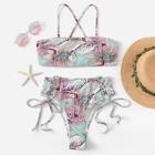 Romwe Criss Cross Lace-up Tie Side Random Floral Bikini Set