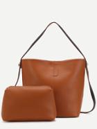 Romwe Brown Faux Leather Convertible Shoulder Bag Set