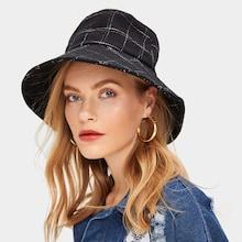 Romwe Grid Bucket Hat