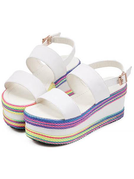 Romwe White Single Strap Heavy-bottomed Sandals
