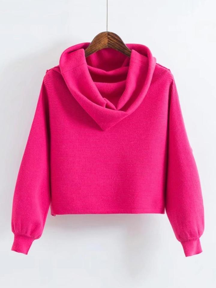 Romwe Cowl Neck Rib Knit Sweater