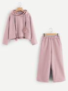 Romwe Pom Pom Detail Hoodie And Pants