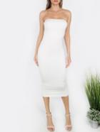 Romwe White Bandeau Sheath Basic Dress