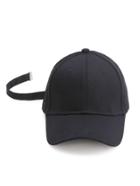 Romwe Black Baseball Cap With Strap