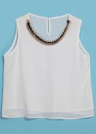 Romwe Chain Embellishment Neckline Layered Vest