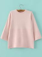 Romwe Pink Crew Neck Loose Textured Knitwear