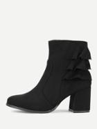 Romwe Tiered Ruffle Side Zipper Ankle Boots