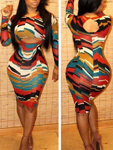 Romwe Patchwork Open Front Sheath Dress