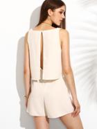 Romwe Apricot Sleeveless Open Back Siamese Trousers