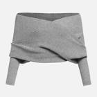 Romwe Plus Cross Wrap Off Shoulder Solid Jumper