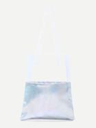 Romwe Contrast Iridescent Clear Strap Shopper Bag