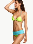 Romwe Halter Color Block Triangle Bikini Set