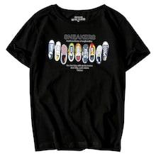 Romwe Men Shoes & Letter Print Tee