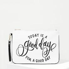 Romwe Letter And Chevron Print Clutch