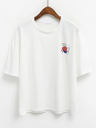 Romwe White Cheese Balls Print Drop Shoulder T-shirt