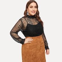 Romwe Plus Star Pattern Sheer Blouse With Cami Top