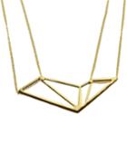 Romwe Gold Geometric Shape Pendant Necklace