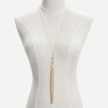 Romwe Chain Tassel & Hollow Star Pendant Necklace