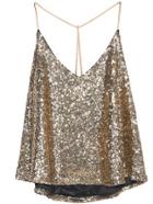 Romwe Criss Cross Sequined Cami Top