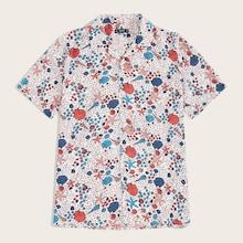 Romwe Guys Shell & Starfish Print Shirt