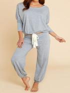 Romwe Grey Strap Decorated Top With Pants