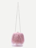 Romwe Pink Woolen Kiss Lock Crossbody Chain Bag