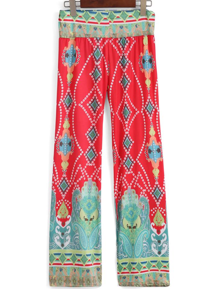 Romwe Wide Leg Geometric Print Pant