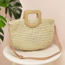 Romwe Woven Satchel Bag With Double Handle