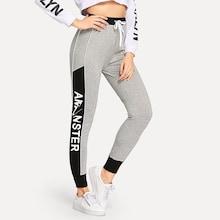 Romwe Letter Print Drawstring Waist Pants
