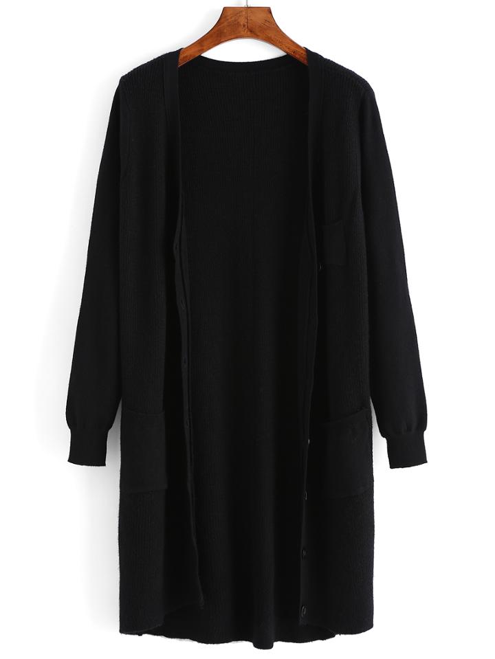 Romwe Elbow Patch Pockets Cardigan
