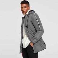 Romwe Men Letter Tape Hooded Puffer Coat