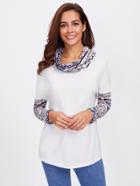 Romwe Tribal Print Cowl Neck And Sleeve T-shirt