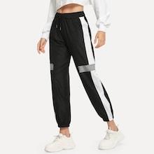 Romwe Colorblock Drawstring Waist Pants