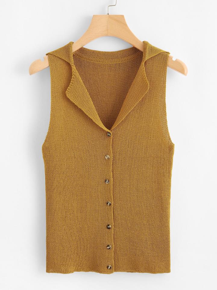 Romwe Single Breasted Knot Top