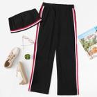 Romwe Contrast Striped Tape Bandeau Top With Pants