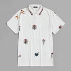 Romwe Guys Halloween & Flower Print Polo Shirt