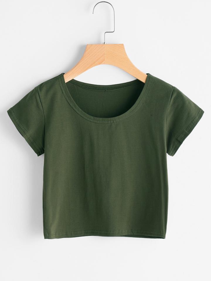 Romwe Crop Basic Tee