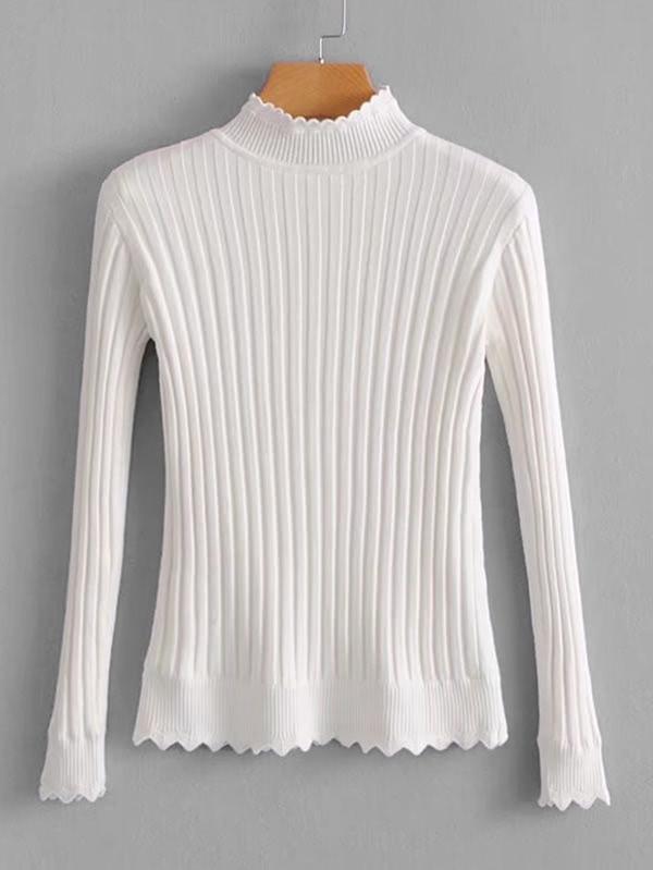 Romwe Zigzag Trim Slim Fit Knitwear
