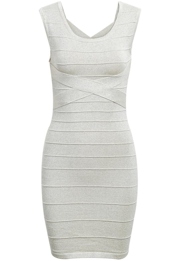 Romwe Skinny Bodycon Bandage Apricot Dress
