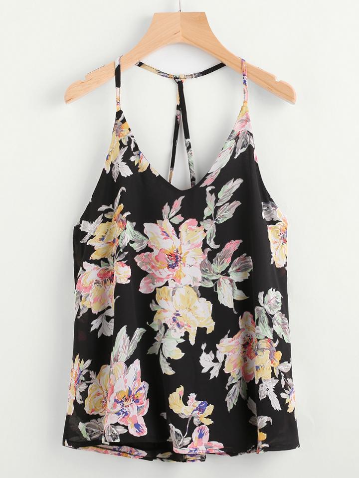 Romwe Calico Print Halter Cami Top