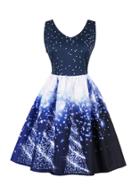 Romwe Galaxy Print Circle Dress