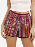 Romwe Multicolor Print Casual Shorts