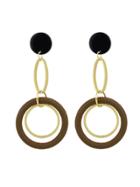 Romwe Brown Circle Colorful Resin Party Big Hanging Earrings For Women
