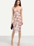 Romwe Pink Camo Print Sheer Bodycon Dress