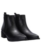 Romwe Black Point Toe Chunky Heel Ankle Boots