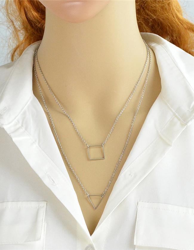 Romwe Silver Plated Double Layers Necklace
