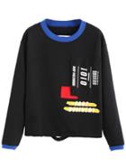 Romwe Contrast Patch Pocket Letters Print T-shirt