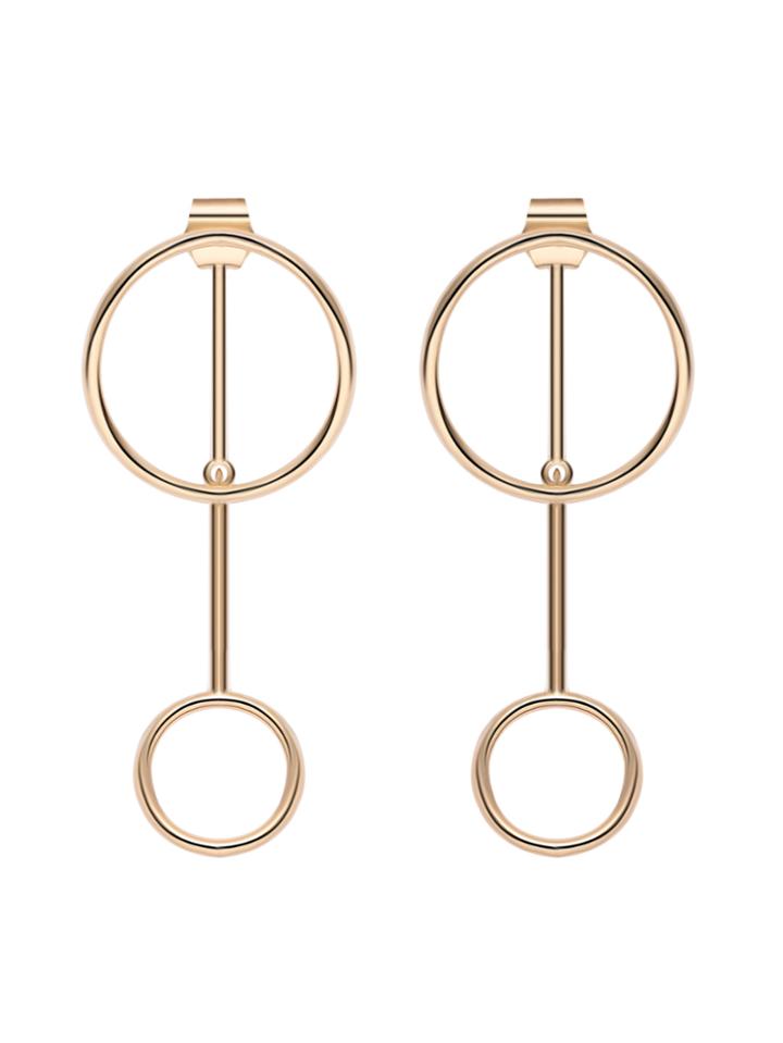 Romwe Gold Plated Hollow Circle Drop Earrings