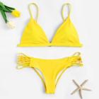 Romwe Triangle Top With Strappy Side Bikini Set