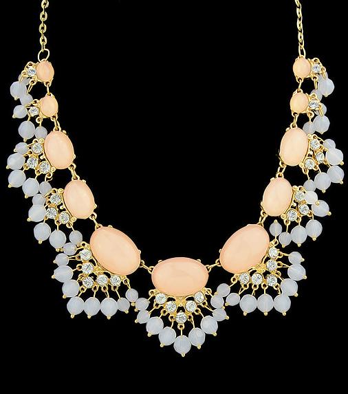 Romwe Orange Gemstone Chain Necklace